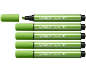 Skole - STABILO Pen 68 MAX - Felt-tip pen with thick chisel tip - light green - 768/33