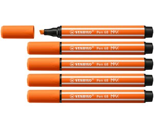 Skole - STABILO Pen 68 MAX - Felt-tip Pen With Thick Chisel Tip - Pale Vermilion - 768/30