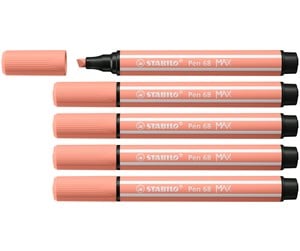 Skole - STABILO Pen 68 MAX - Felt-tip pen with thick chisel tip - Apricot - 768/26