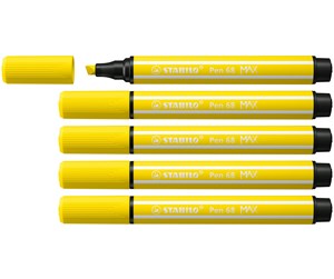 Skole - STABILO Pen 68 MAX - Felt-tip pen with thick chisel tip - lemon yellow - 768/24