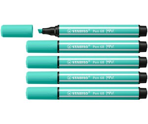 Skole - STABILO Pen 68 MAX - Felt-tip pen with thick chisel tip - ice green - 768/13