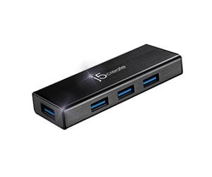 USB-hub - j5create 4-Port USB3.0 Mini Hub USB-hub - USB 3.0 - 4 porter - Svart - JUH340-N