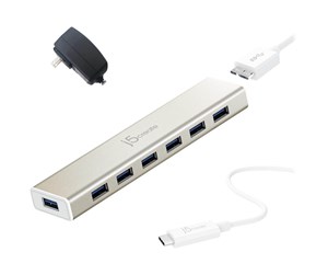 USB-hub - j5create 7-Port USB3.0 Hub USB-hub - USB 3.1 - 7 porter - Gull - JCH377-N