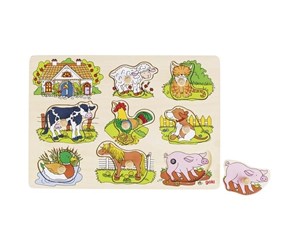 Puslespill - Goki Stud Puzzle Farm Animals with Sound Tre - 57895