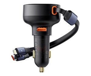 Strømkabel (ekstern) - Baseus Car Charger  Enjoyment USB with USB-C cable and Lightning  60W (black) - C00057802111-02