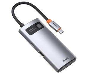 USB-hub - Baseus Hub 4in1 Metal Gleam Series USB-C to USB 3.0 + USB 2.0 + HDMI + USB-C PD USB-hub - USB 3.0 - 4 porter - Grå - CAHUB-CY0G