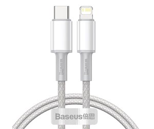 USB - Baseus High Density Braided Cable Type-C to Lightning PD 20W 1m (white) - CATLGD-02