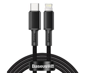 USB - Baseus High Density Braided Cable Type-C to Lightning PD 20W 2m (Black) - CATLGD-A01