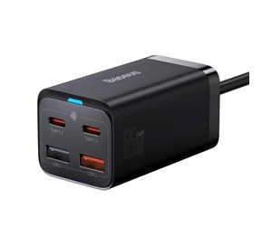 Mobil - Adaptere og ladere - Baseus GaN3 Pro 4 Ports Desktop Charger 2x USB-C 2x USB 65W - Black - CCGP040101