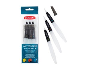 Skrive- & Tegneverktøy - Derwent Waterbrush For Watercolour Painting Pack Of 3 Includes Chisel Tip Fine Tip & Medium Tip - 2301975