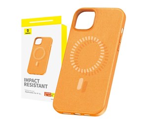 Mobil - Deksel og etui - Baseus Magnetic Phone Case for iPhone 15  Fauxther Series (Orange) - P60157305713-00