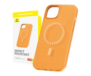 Mobil - Deksel og etui - Baseus Magnetic Phone Case for iPhone 15 Pro  Fauxther Series (Orange) - P60157305713-01