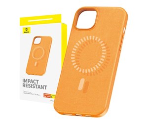 Mobil - Deksel og etui - Baseus Magnetic Phone Case for iPhone 15 Plus  Fauxther Series (Orange) - P60157305713-02