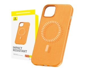 Mobil - Deksel og etui - Baseus Magnetic Phone Case for iPhone 15 ProMax  Fauxther Series (Orange) - P60157305713-03