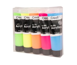 Kreative leker - Creall Studio Acrylic paint Fluor 5x120ml - 33803