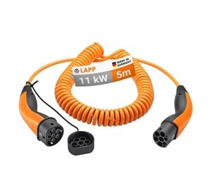 Lading av elbil - LAPP Type 2 Spiral Charging Cable, up to 11 kW, 5 m, orange - 4064727470184