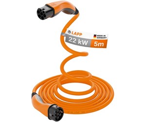 Lading av elbil - LAPP Type 2 HELIX Convenience Charging Cable, up to 22 kW, 5 m, orange - 4064727469928