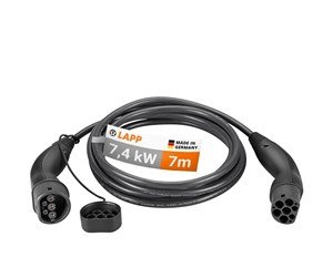 Lading av elbil - LAPP Type 2 Charging Cable, up to 7.4 kW, 7 m, black - 4064727469508