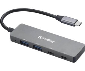 USB-hub - Sandberg 4-port USB Hub USB-hub - USB 3.0 - 4 porter - Grå - 136-50