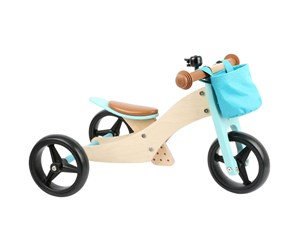 Utendørsleker - Small Foot - Wooden Tricycle and Balance Bike 2in1 Turquoise - 11610