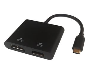 USB-hub - Deltaco USB-C MST HUB 2x 4K/60Hz HDMI + DP black 0.1m USB-hub - 3 porter - Svart - USBC-HDDP