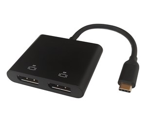 USB-hub - Deltaco USB-C MST HUB 2x 4K/60Hz DP x 2 black 0.1m USB-hub - 4 porter - Svart - USBC-2DP