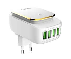 Mobil - Adaptere og ladere - LDNIO Wall charger  A4405 4USB LED lamp + Lightning Cable - A4405 Lightning