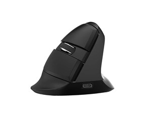 Mus - DeLUX Wireless Vertical Mouse Delux M618Mini BT+2.4G RGB 4000DPI (Iron Gray) - Vertical mouse - Optical / gyroscopic - 6 - Svart - M618Mini (Iron Gray)