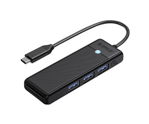 USB-hub - ORICO Adapter Hub 4in1 Orico USB A3.0x3+TF/SD3.0x1 USB-hub - USB 3.0 - 4 porter - Svart - PAPW3AT-C3-015-BK-EP