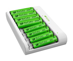 Batteri - GP ReCyko Battery Charger USB E811 incl. 4x AA 2100 mAh + 4 x AAA 850 mAh Batteries - 202252