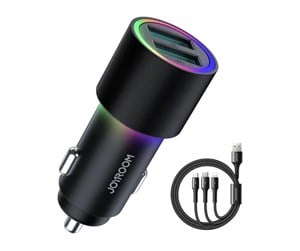 Mobil - Adaptere og ladere - Joyroom Car Charger  JR-CL10 2x USB 4.8A + Cable 3in1 (black) - JR-CL10 3in1 BL