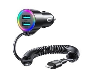 Mobil - Adaptere og ladere - Joyroom Car charger JR-CL25 2x USB + Lightning cable (black) - JR-CL25