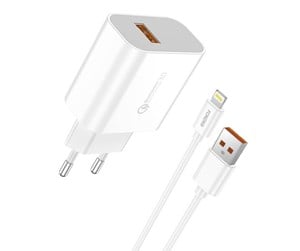 Mobil - Adaptere og ladere - Foneng Fast charger  1x USB QC3.0 EU46 + USB Lightning cable - EU46 iPhone