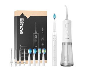 Elektrisk tannbørste - Bitvae Elektrisk tannbørste Sonic toothbrush with tips set and water flosser D2+C2 (white) - BVD2 + C2 White