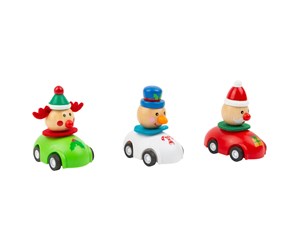 Leketøysbil - Small Foot - Wooden Pull-back Christmas Car (Assorted) - 11469