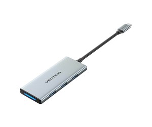 USB-hub - Vention USB-C to HDMI/USB 3.0x3/SD/TF/PD Docking Station 0.15M Gray Aluminum Alloy Type USB-hub - USB 3.0 - 6 porter - Sølv - TOPHB