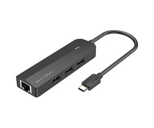 USB-hub - Vention USB-C to USB 2.0*3/RJ45/Micro-B HUB 0.15M Black ABS Type USB-hub - USB 2.0 - 5 porter - Svart - TGOBB