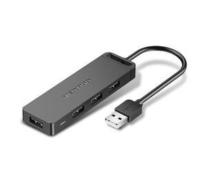 USB-hub - Vention 4-Port USB 2.0 Hub With Power Supply 0.15M Black USB-hub - USB 2.0 - 4 porter - Svart - CHMBB