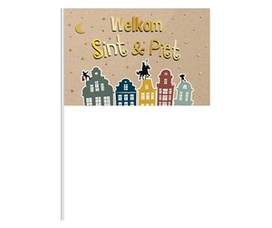 Leketøy - Folat BV Waving flag 'Welcome Sint & Piet' 30x20cm - 65696