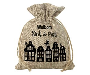 Små gaver til barn - Folat BV Jute Gift Bag - Welcome Sint & Piet - 65695