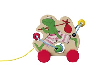 Treleker - Bambolino Toys Wooden Pull Figure Frog with Bead Frame - 370913