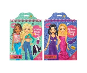 Kreative leker - Besties Fashion Design Coloring and Sticker Book with Stencils (Assorted) - 140007