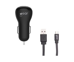 Mobil - Adaptere og ladere - GEAR Charger 12V 1xUSB 1A Black MicroUSB Cable 1m - 665009