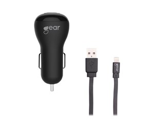 Mobil - Adaptere og ladere - GEAR Charger 12V 1xUSB 1A Black Lightning Cable 1m MFI - 665008