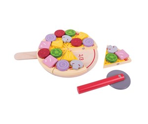 Treleker - Bigjigs Wooden Pizza with Toppings - BJ457