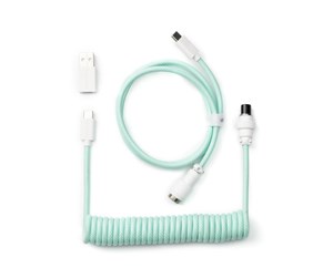 Tastatur - Keychron Coiled Aviator USB-C Cable Straight - Mint - Upgrade Accessories - Grønn - Cab-18