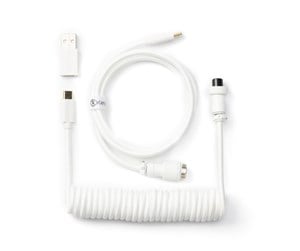 Tastatur - Keychron Coiled Aviator USB-C Cable Straight - White - Upgrade Accessories - Hvit - Cab-W