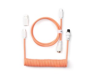 Tastatur - Keychron Coiled Aviator USB-C Cable Straight - Pink Orange - Upgrade Accessories - Oransje - Cab-14