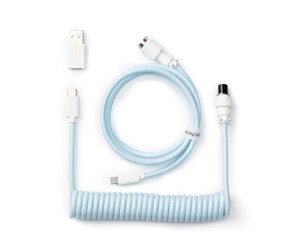 Tastatur - Keychron Coiled Aviator USB-C Cable Straight - Light Blue - Upgrade Accessories - Blå - Cab-19