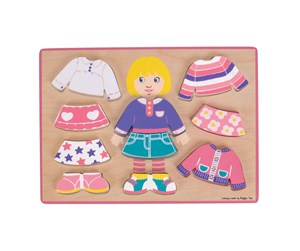 Babyleker - Bigjigs Wooden Dress Up Puzzle Girl 10pcs. - BB057